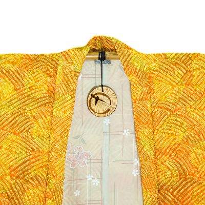 Detalles forro Haori Sol amarillo y naranja