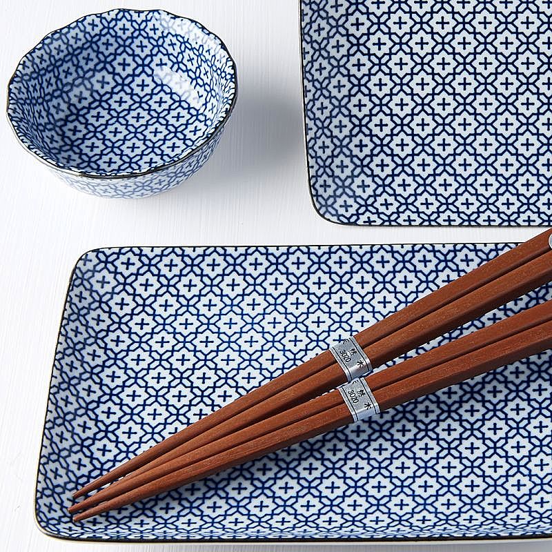 Set de Sushi azul y blanco Geo Flores