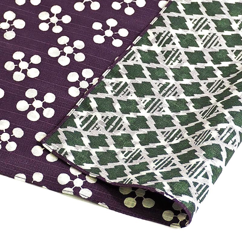 Furoshiki Albaricoque y Bambú reversible Púrpura Verde