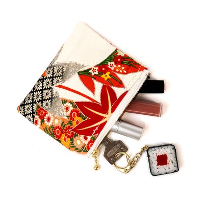 Neceser seda kimono flores japonesas