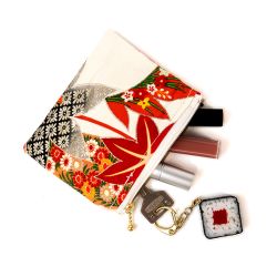 Neceser seda kimono flores japonesas