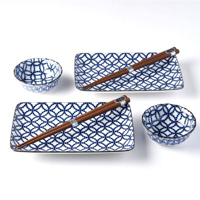 Set de sushi azul y blanco