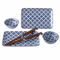 Set de sushi azul y blanco