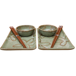 Set de sushi verde con flores